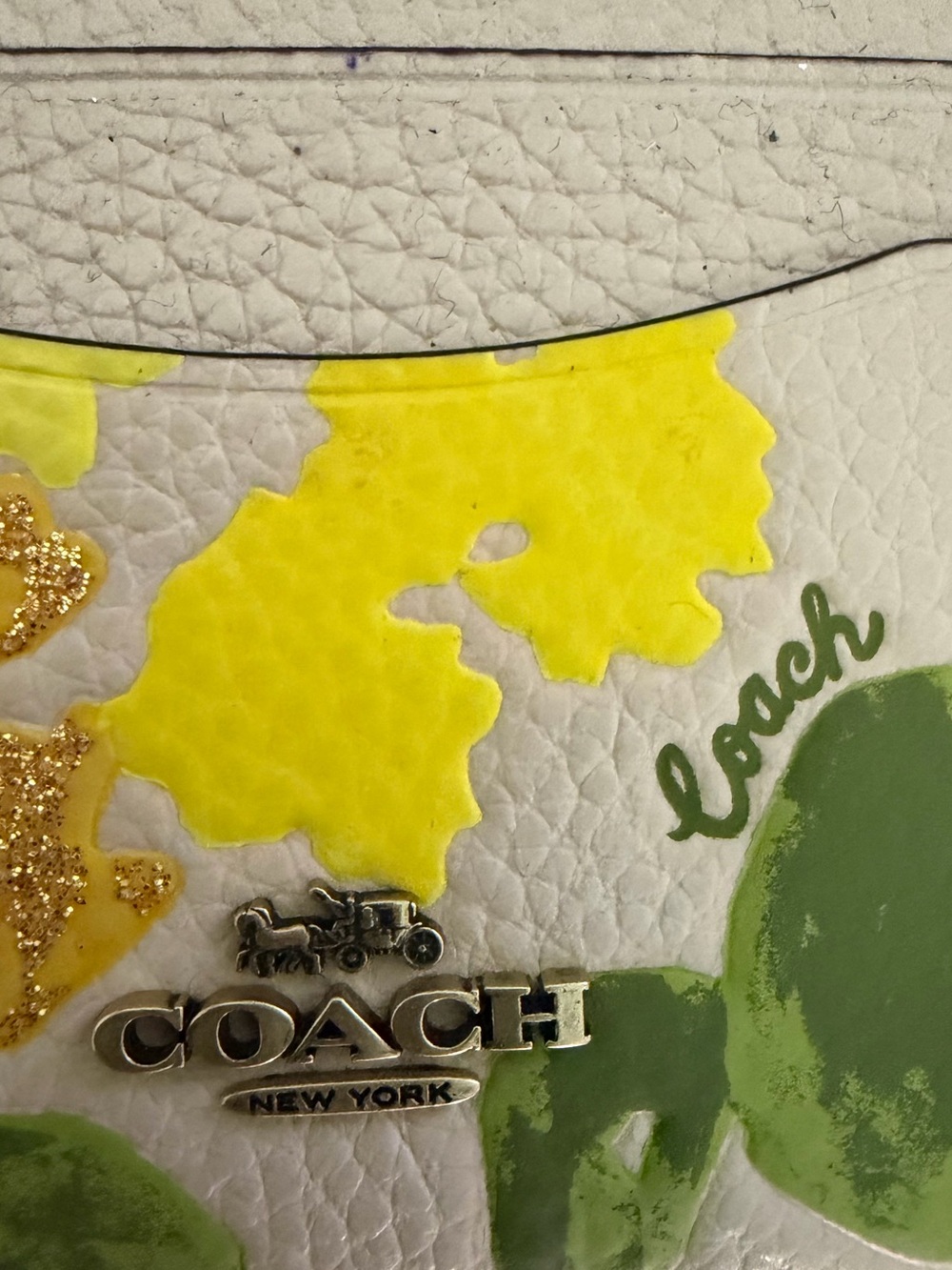 Coach Floral Card Holder in Cream, Yellow, Pink & Green - Picture 4 of 4